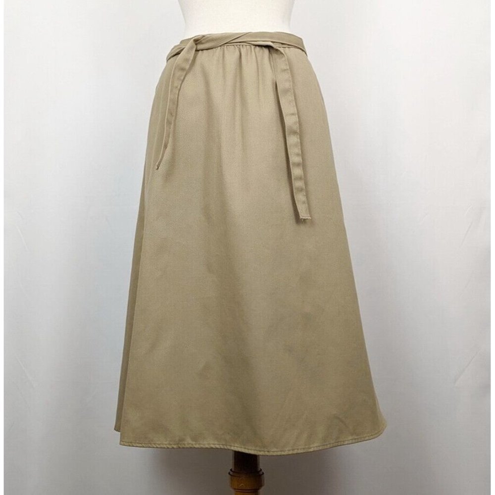 Vintage 80s Wrap Skirt Tan Pockets Misses 16